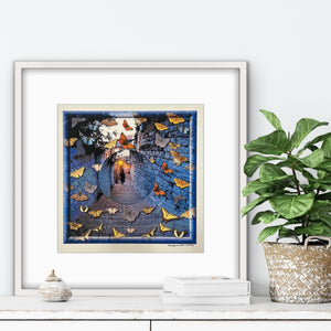 Bubbles & Butterflies-Navy Blue